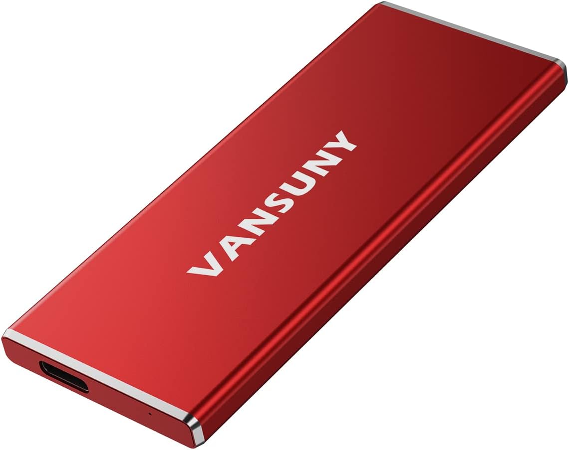 Vansuny 1TB Portable External SSD, USB 3.1 Gen2 540MB/s High-Speed Data ssd External Hard Drive USB C, Metal Mini Portable External Solid State Drive, Red - Vansuny