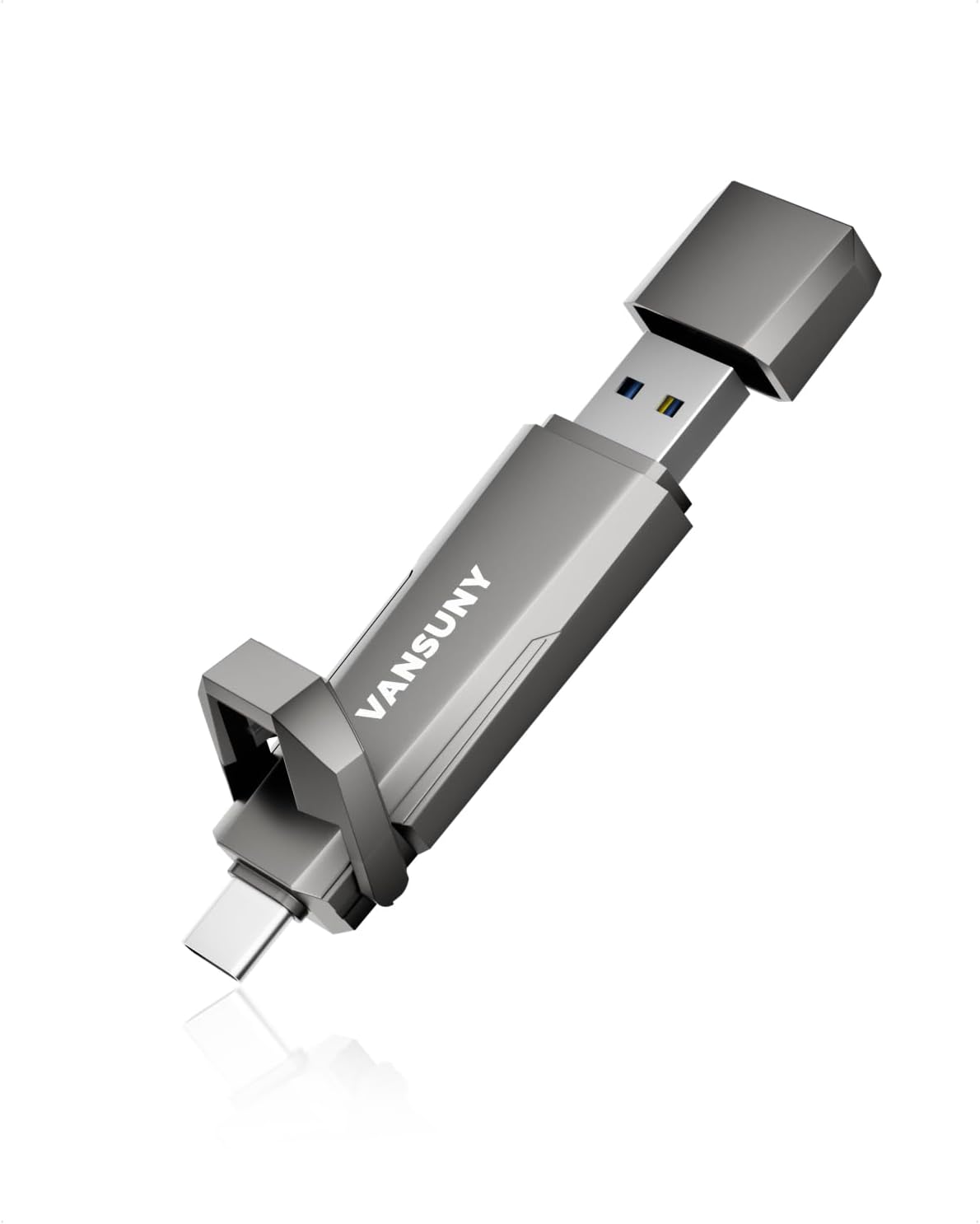 Vansuny 256GB/512GB/1TB USB Solid State Drive Up to 1000MB/s 3.2 Gen 2 Dual SSD USB A + Tape C for Android Phone Tablet Laptop MacBook PC - Vansuny