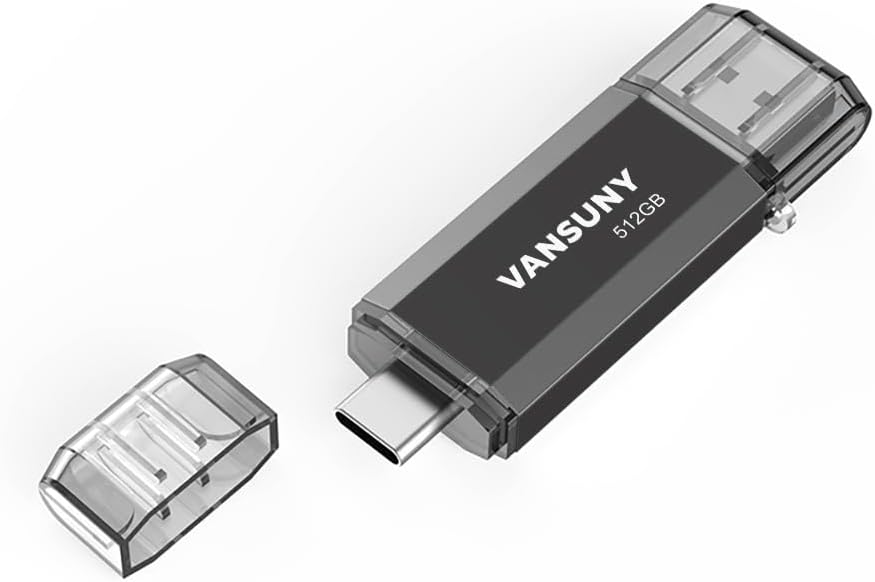 Vansuny 32GB-512GB Type C Flash Drive 2 in 1 OTG USB 3.0 + USB C Memory Stick with Keychain - Vansuny