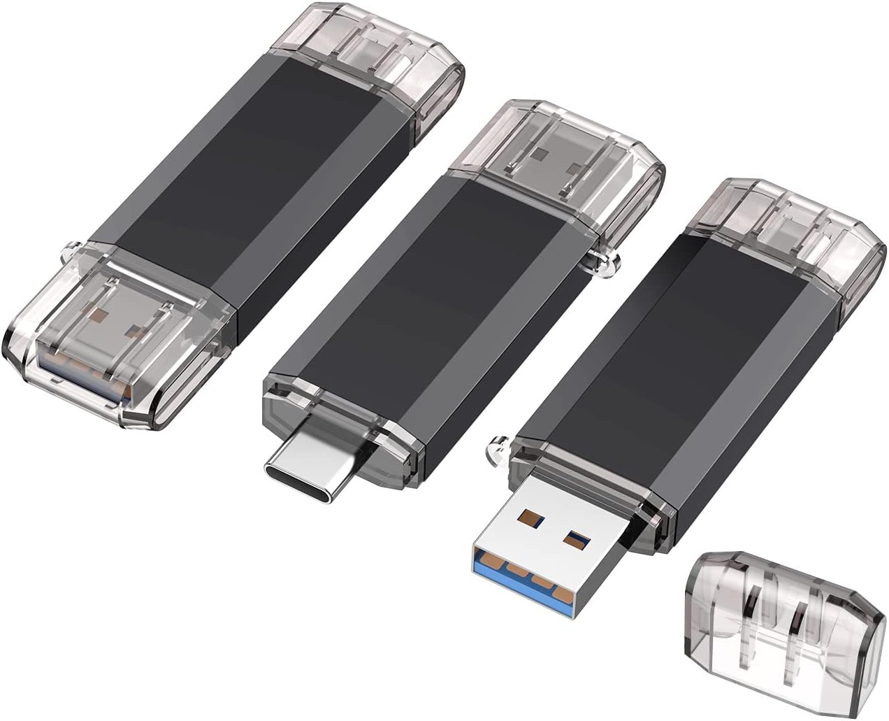 Vansuny 32GB-512GB Type C Flash Drive 2 in 1 OTG USB 3.0 + USB C Memory Stick with Keychain - Vansuny