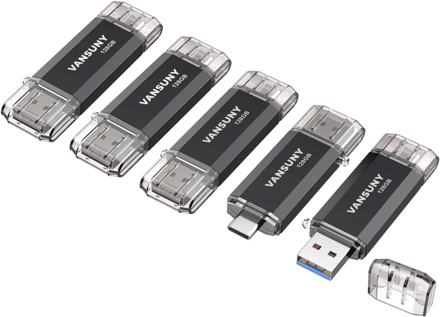 Vansuny 32GB-512GB Type C Flash Drive 2 in 1 OTG USB 3.0 + USB C Memory Stick with Keychain - Vansuny