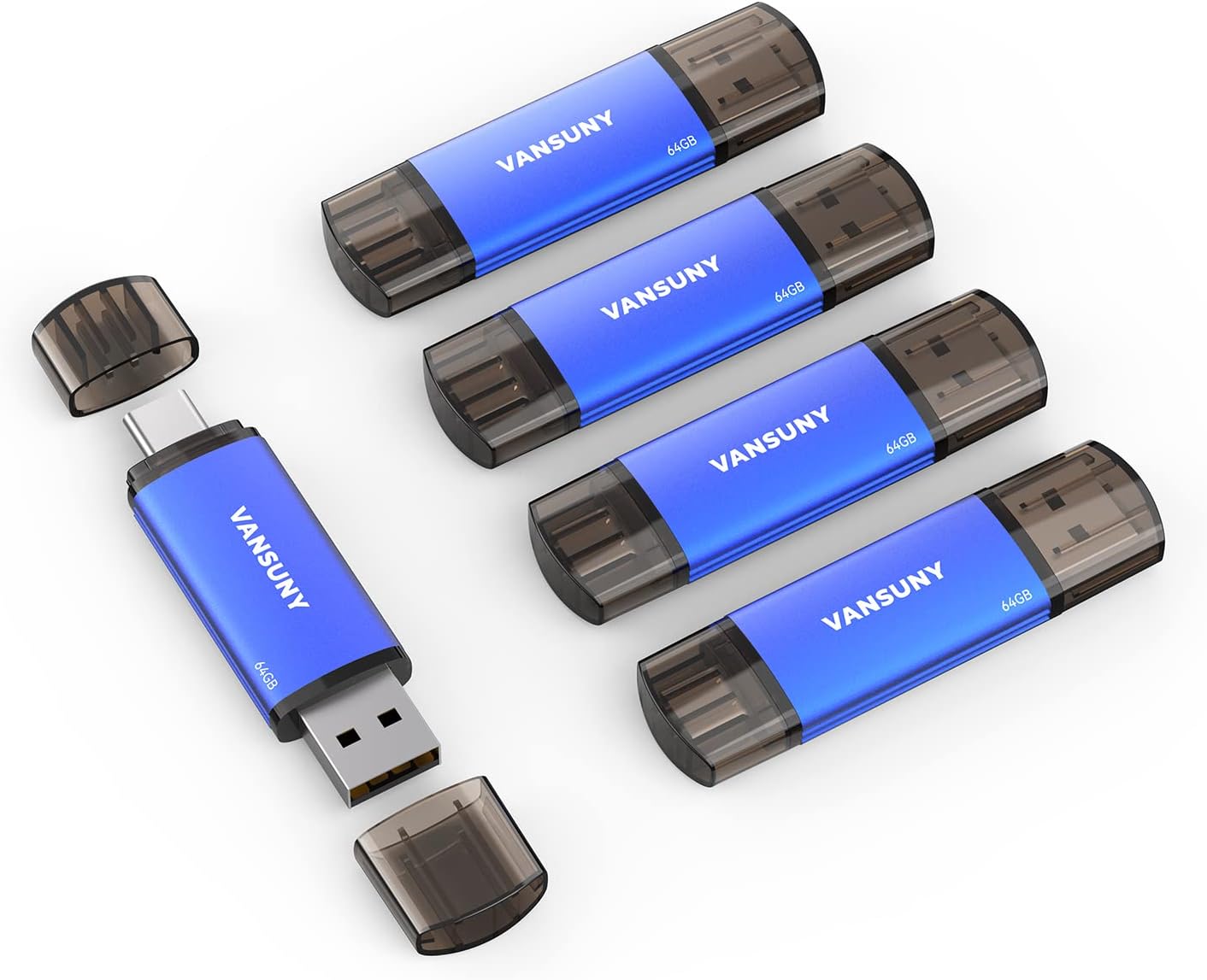 Vansuny USB Type-C Flash Drive 2-in-1 Dual USB A + Tape C OTG Flash Drive for Android Smartphone Tablet Computer Laptop - Vansuny