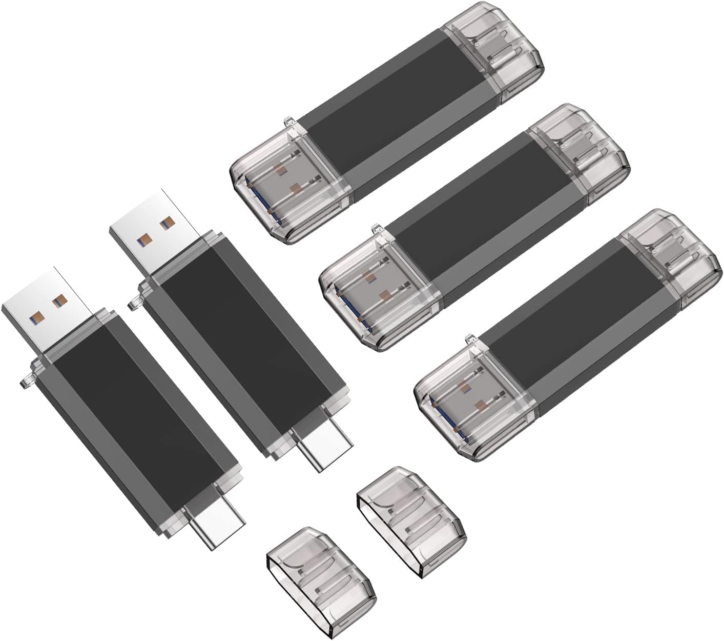 Vansuny 32GB-512GB Type C Flash Drive 2 in 1 OTG USB 3.0 + USB C Memory Stick with Keychain - Vansuny