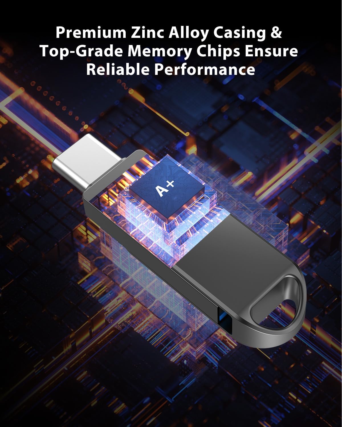 Vansuny Dual USB C Flash Drive 128GB/256GB USB 3.0 2-in-1 Type C + Type A UDP-Tech Waterproof Metal Pen Drive - Vansuny