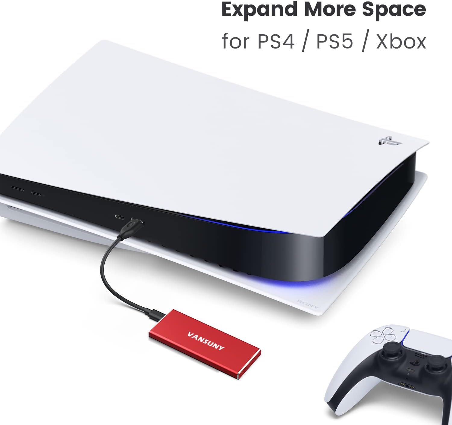 Vansuny 1TB Portable External SSD, USB 3.1 Gen2 540MB/s High-Speed Data ssd External Hard Drive USB C, Metal Mini Portable External Solid State Drive, Red - Vansuny