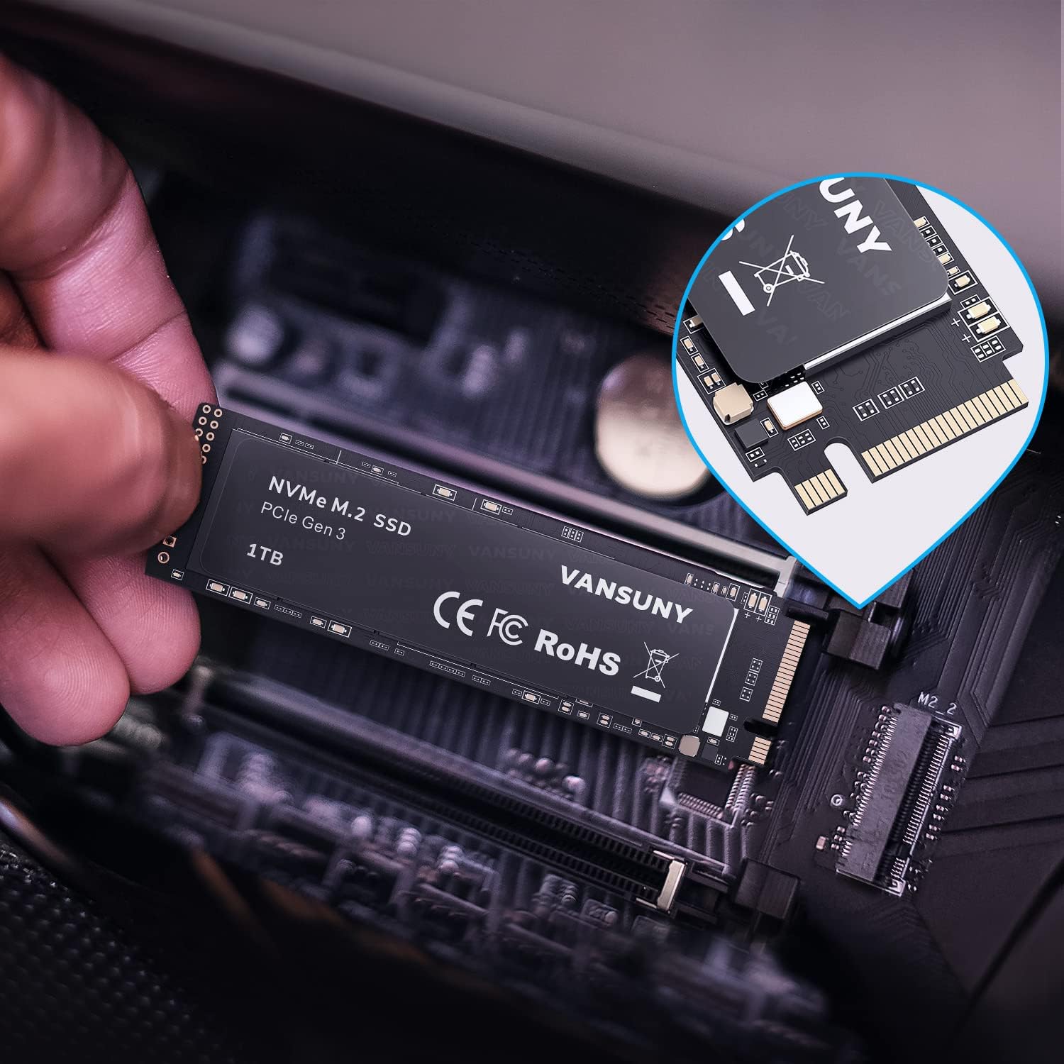 Vansuny 512GB/1TB NVMe M.2 Internal Solid State Drive PCIe 3.0 TLC M.2 SSD 3D NAND 2280 Speed up to 3400/2900MB/s - Vansuny