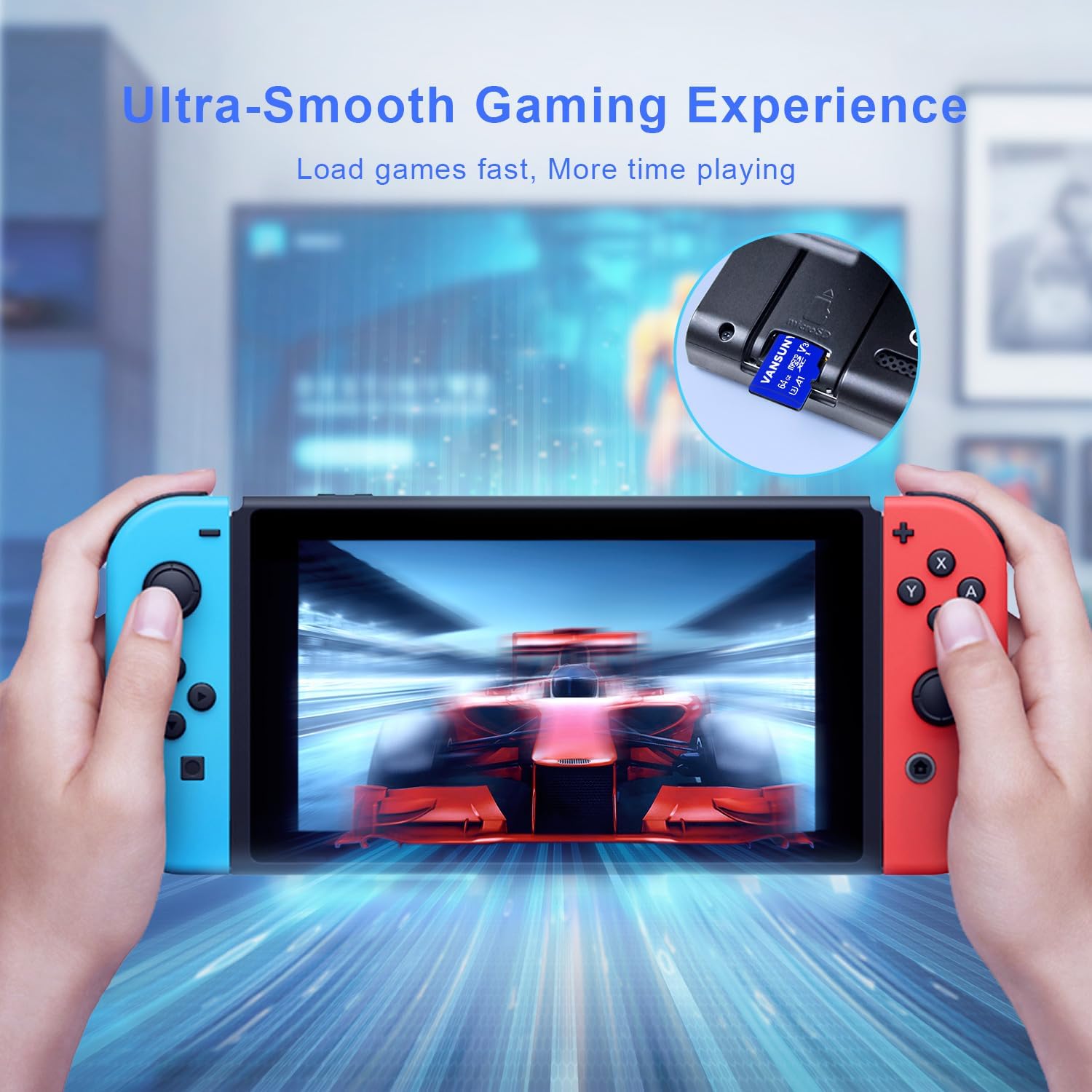 Vansuny Micro SD Card 64GB microSDXC Memory Card with SD Adapter A1 App Performance V30 4K Video Recording C10 U3 Micro SD - Vansuny