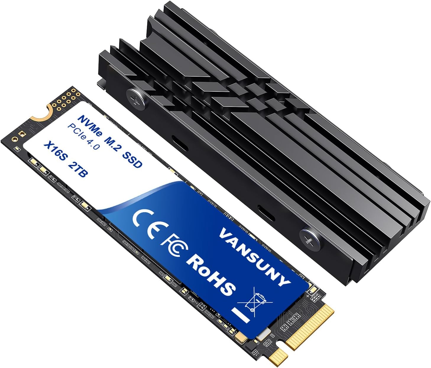 Vansuny 2TB NVMe M.2 SSD, PCIe 4.0 M.2 2280 Internal SSD, Up-to 7,300 MB/s with Heatsink and Screwdrivers for Design High End Computing - Vansuny