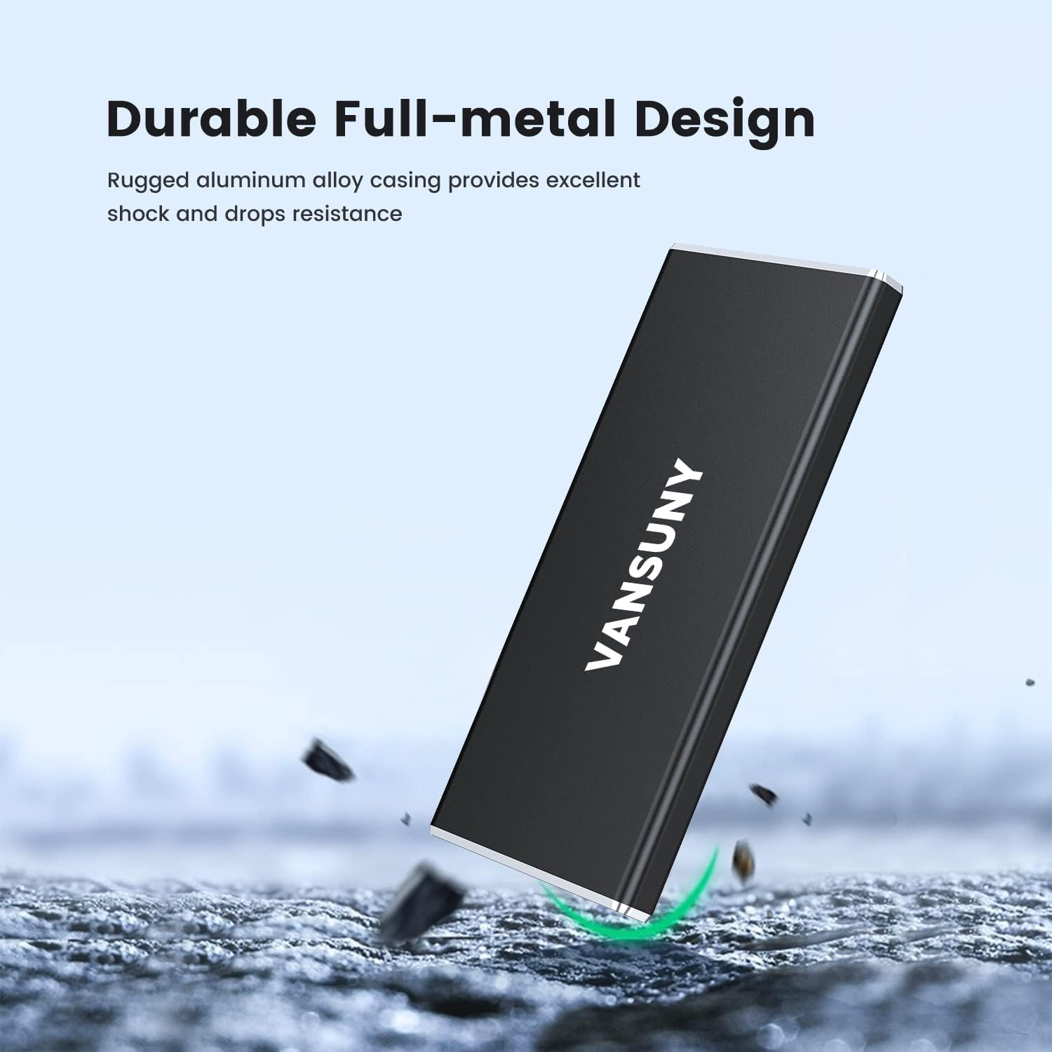 Vansuny 1TB/2TB Portable External SSD, USB 3.1 Gen2 Up to 500MB/s Solid State Drive for PC, Laptop, Phones and More - Vansuny