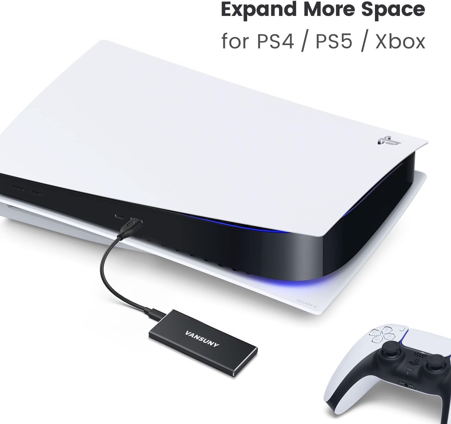 Vansuny 1TB/2TB Portable External SSD, USB 3.1 Gen2 Up to 500MB/s Solid State Drive for PC, Laptop, Phones and More - Vansuny