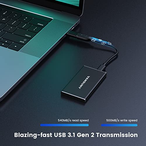 Vansuny Mini  Metal Portable External SSD, USB 3.1 540MB/s High-Speed Data Transfer, Type-C, 500G - Vansuny