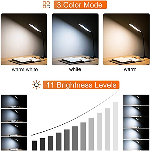 Vansuny LED Desk Lamp Power by USB Port 5W, 11 Level Brightness 3 Color Modes - Vansuny