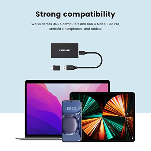 Vansuny Mini  Metal Portable External SSD, USB 3.1 540MB/s High-Speed Data Transfer, Type-C, 500G - Vansuny