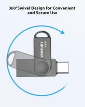 Load image into Gallery viewer, Vansuny Dual USB C Flash Drive 128GB/256GB USB 3.0 2-in-1 Type C + Type A UDP-Tech Waterproof Metal Pen Drive - Vansuny
