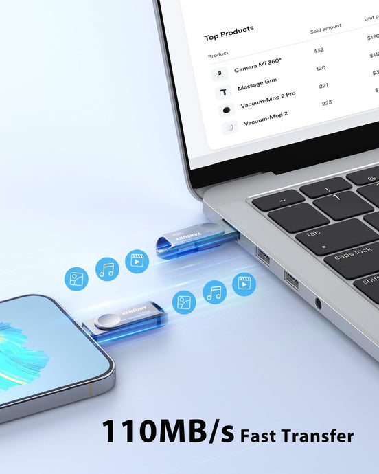 Vansuny Dual USB C Flash Drive 128GB/256GB USB 3.0 2-in-1 Type C + Type A UDP-Tech Waterproof Metal Pen Drive - Vansuny