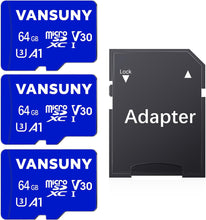 Load image into Gallery viewer, Vansuny Micro SD Card 64GB microSDXC Memory Card with SD Adapter A1 App Performance V30 4K Video Recording C10 U3 Micro SD - Vansuny
