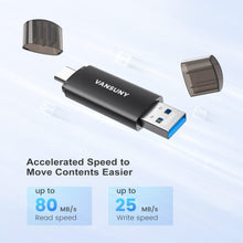 Load image into Gallery viewer, Vansuny 128GB Type C Flash Drive 2 in 1 OTG USB 3.0 + Tape C Memory Stick with Keychain Dual Thumb Photo Stick - Vansuny
