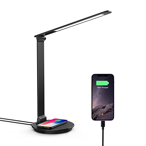 Vansuny LED Desk Lamp with Wireless Charger USB Charging Port Touch Control Dimmable Office Lamp 1h Timer - Vansuny