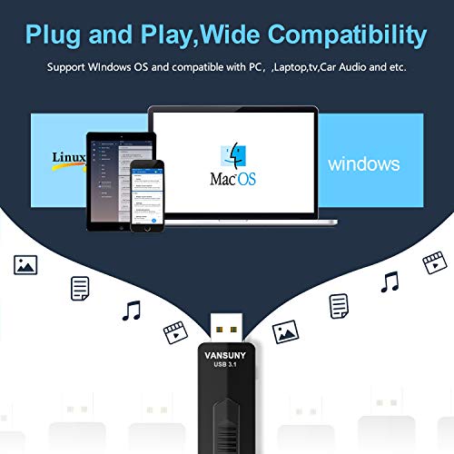 Vansuny Metal Solid State USB Drive Slide Design, USB 3.1, 400MB/s, 128G - Vansuny