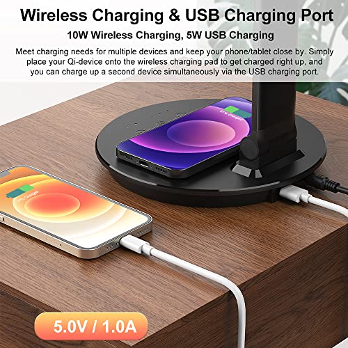Vansuny LED Desk Lamp with Wireless Charger USB Charging Port Touch Control Dimmable Office Lamp 1h Timer - Vansuny